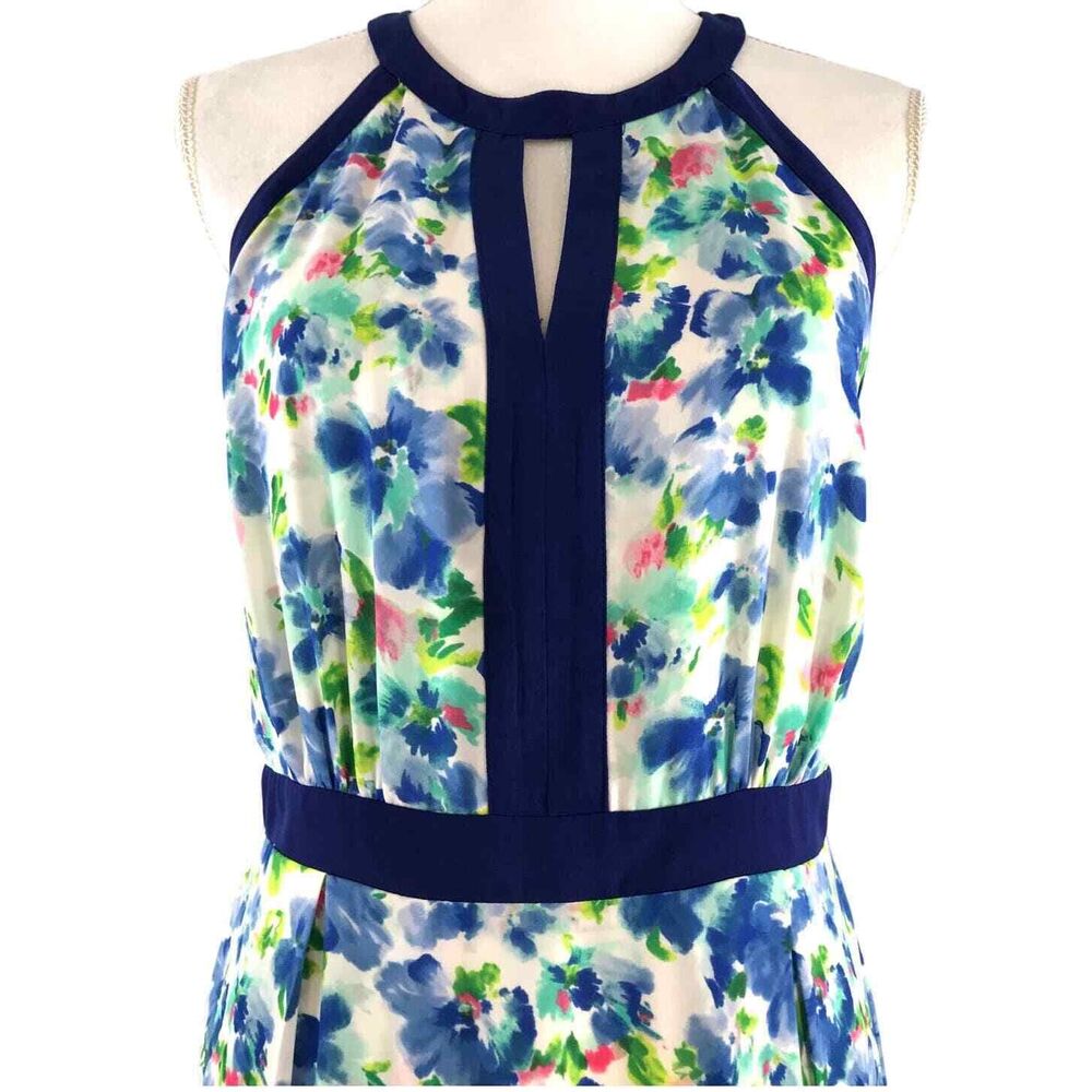 Adelyn Rae Strappy Fit & Flare Cocktail Party Dress Blue Floral Size Medium - Picture 5 of 12